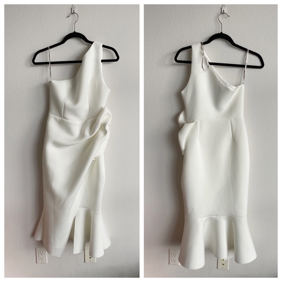 asos one shoulder tuck detail midi dress